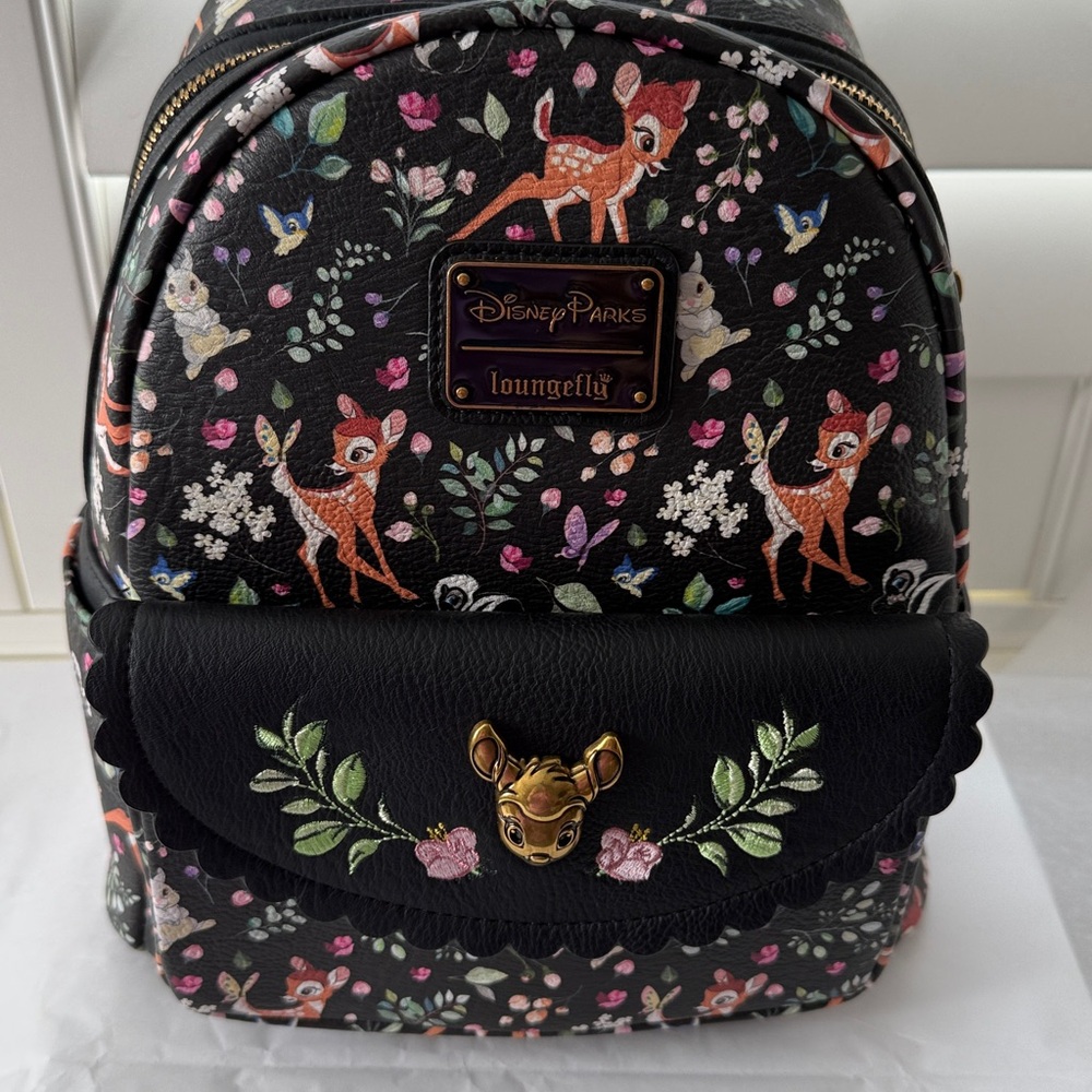 Disney Bambi Loungefly Backpack Mini Purse 2025 Forest Friends Print Black NWT - Picture 2 of 5
